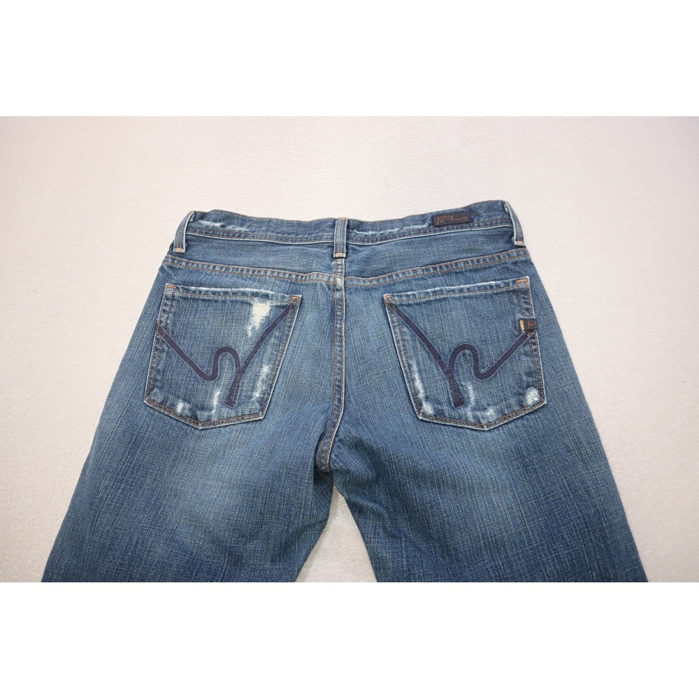 7 For All Mankind Evans Jeans Mens 31x34 Blue Relaxed Distressed Button Fly Fair